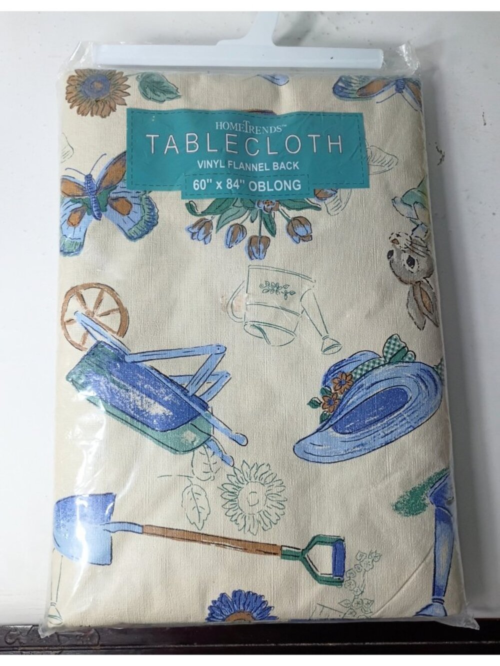 Vintage Home Trends Vinyl Back Tablecloth 60 x 84 Gardening Rabbit